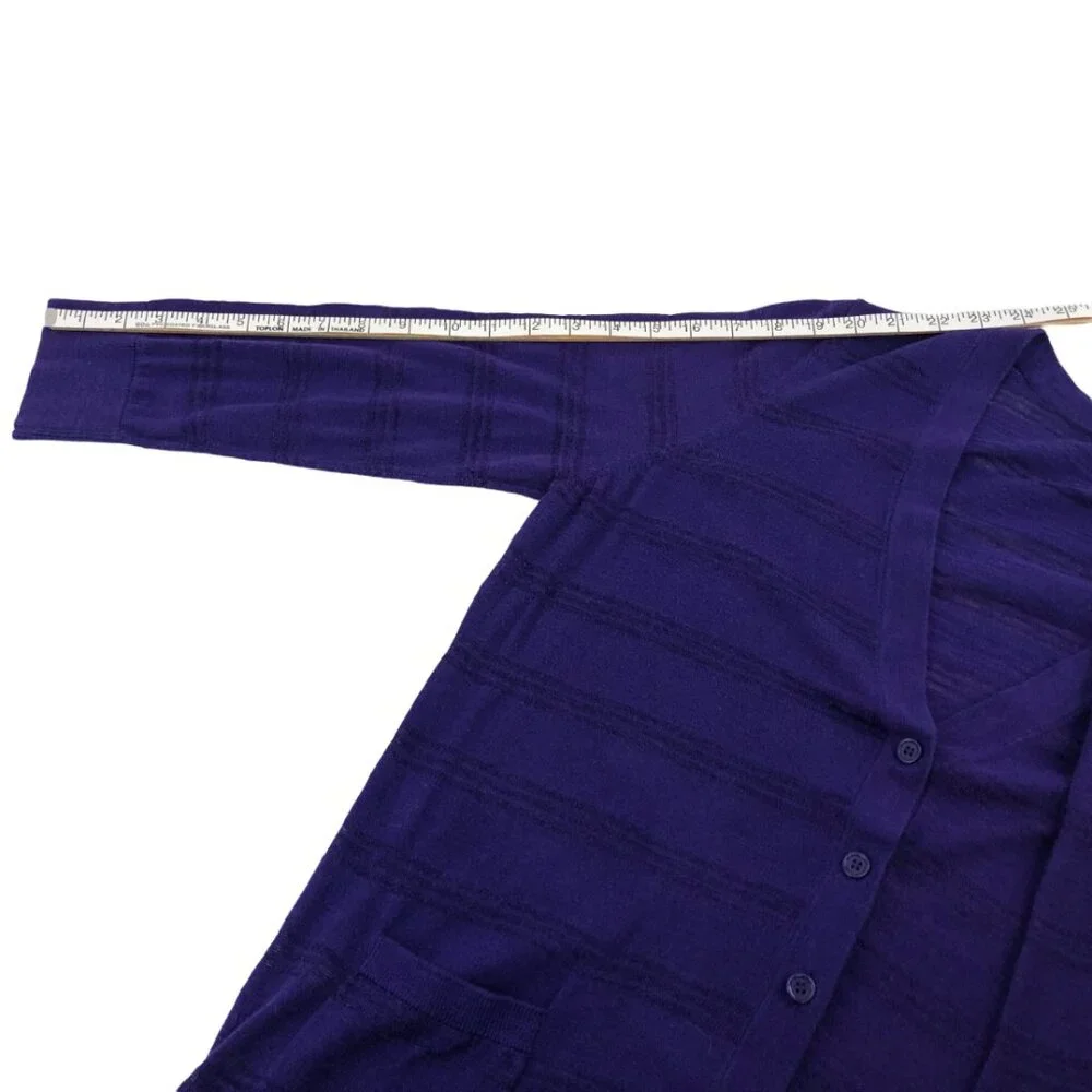 Ann Taylor LOFT Long Sleeve Purple Striped Cardigan Sweater Size XL